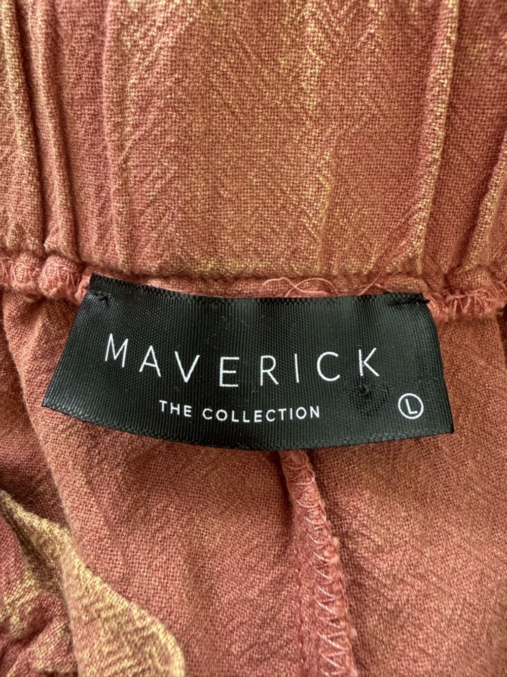 Maverick Acid Wash Jogger Pants Paperbag Waist 100% Cotton Terra Cotta Sz Large - Picture 5 of 6